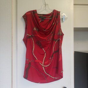 INC Red Versace Like Top Size Large